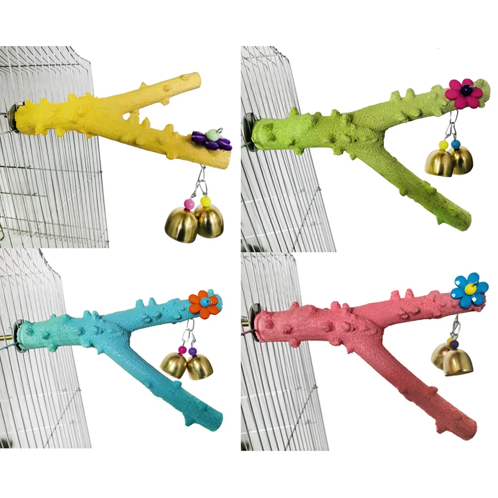 Ветка для попугая перца дерева стоящая клетка птиц аксессуары колокольчик