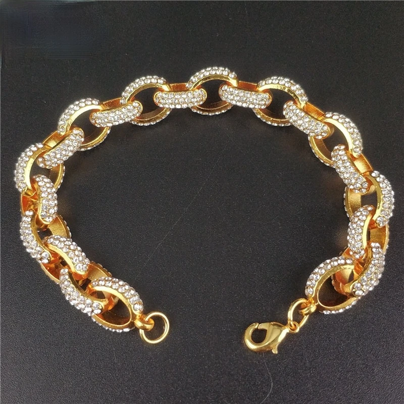 

Hip Hop 12MM Iced Out Square Crystal Cuban Chain Necklace Bracelet For Men Women Jewelry