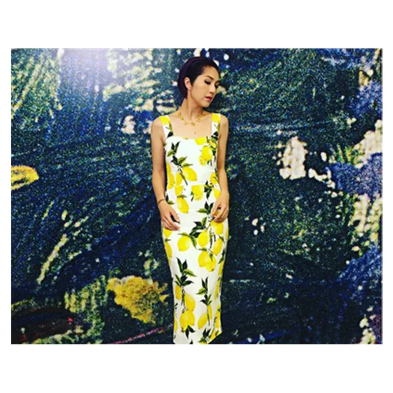 

Lemon print polyester fabric cloth 145 cm width parent-child shirt dress clothing fabric alibaba express