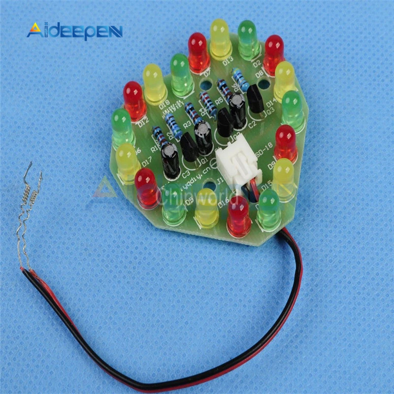 DC 3 V-5 V DIY набор в форме сердца наборы ламп освещение для велосипеда набор макет светодиодный электронный производство DIY наборы Три цвета в форме сердца d