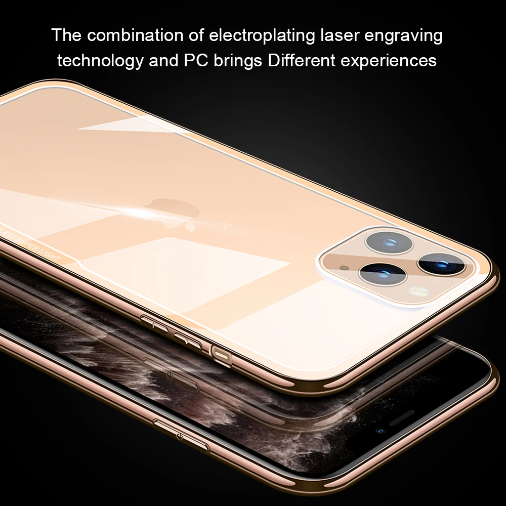 Чехол из закаленного стекла для iPhone X, XR, XS, Max, чехол, Роскошная золотая рамка, защита от царапин, противоударный чехол для iPhone 8, 7, 6, 6s Plus, 11 Pro