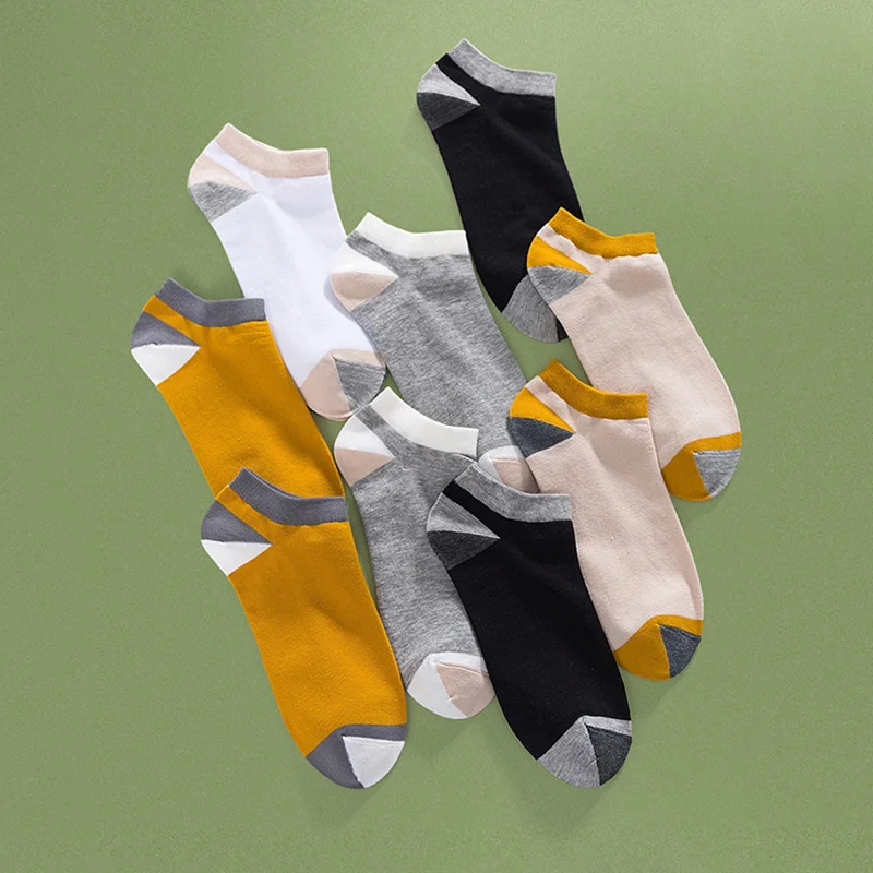 

5Pairs/lot Cotton Men's Socks Fashion Patchwork Short Socks Man Sport Socks Summer Autumn Calcetines hombre