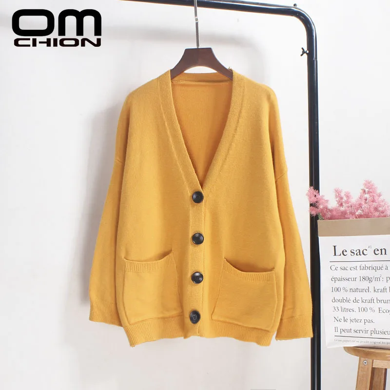 Кардиган OMCHION Женский Осень зима 2021 однобортный трикотажный Повседневный