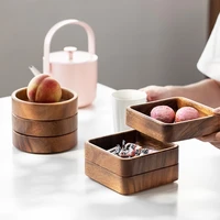 walnut plate square tray tableware household dessert plate small round bowl creative stackable serving trays