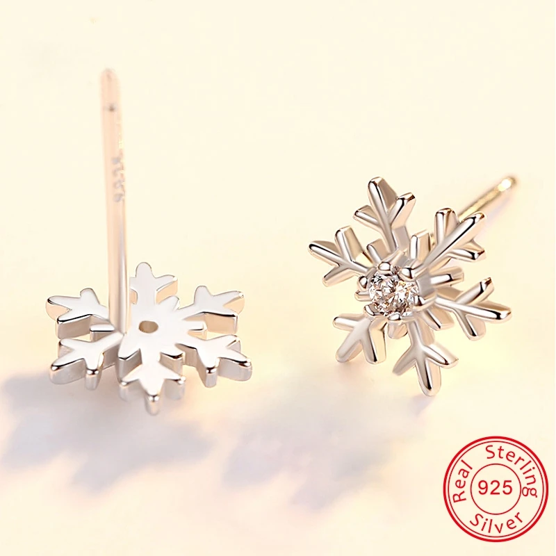 Женские серьги гвоздики в форме цветка ZS 4 серебро 925 пробы со снежинками и