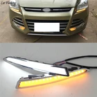 Дневные ходовые огни DRL, светодиодные противотумансветодиодный фары с желтым указателем поворота, 1 пара, для Ford Kuga Escape 2014, 2015, 2016, 2017