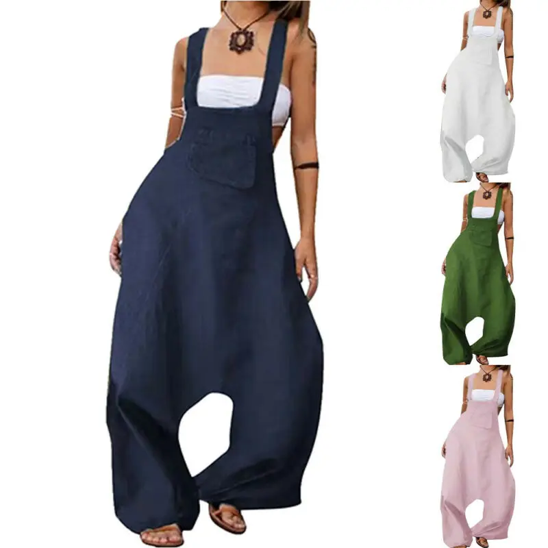 

Womens Casual Loose Baggy Jumpsuit Dungarees Summer Playsuit Trousers Overalls