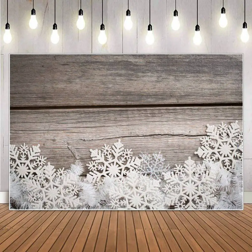 Snowflakes Wooden Board Planks Photography Background Baby Portrait Photocall Photozone Photography Backdrops For Photo Studio