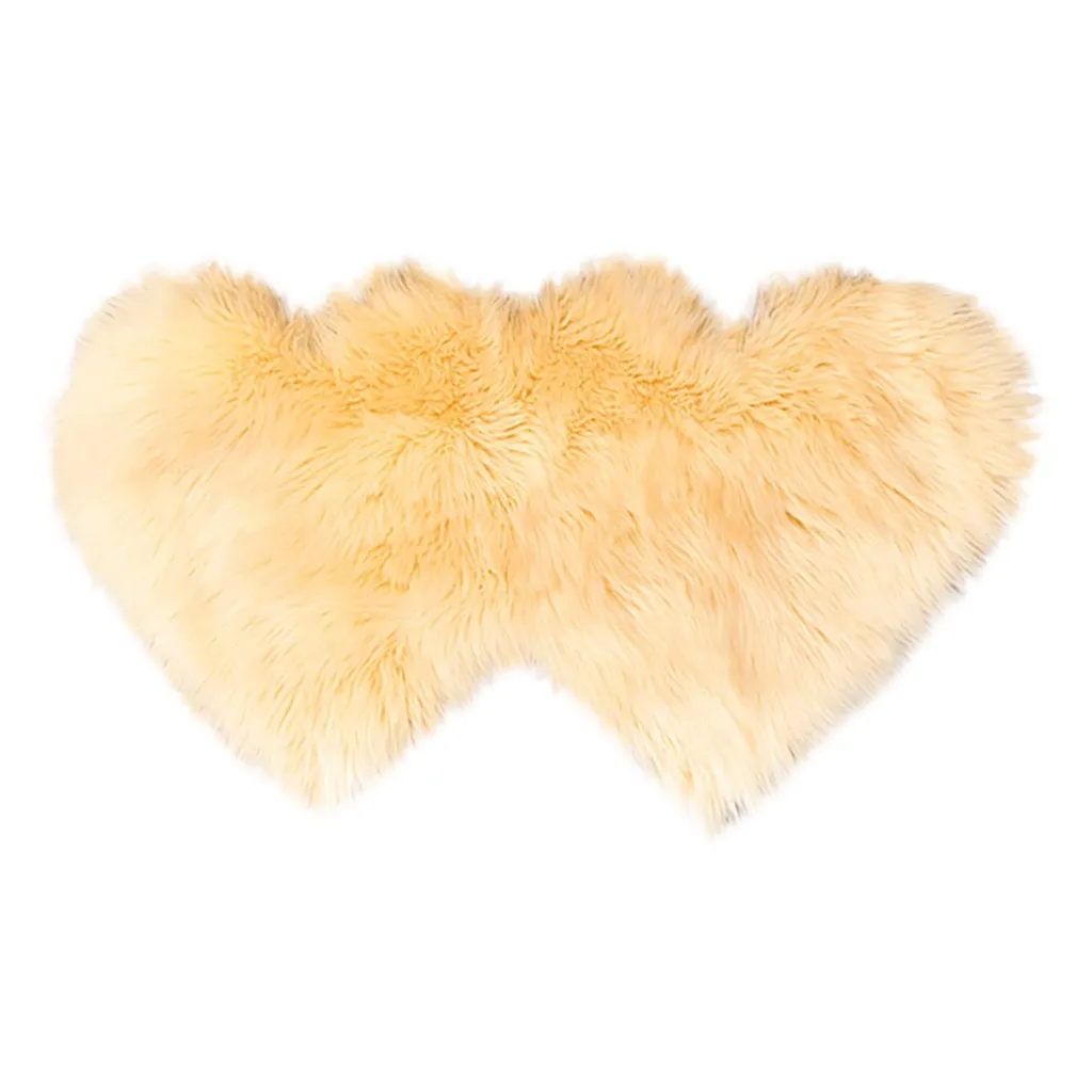 Yellow Мягкий коврик из искусственной овечьей шерсти для детской комнаты, спальни, длинный пушистый ковер, голубой, белый, розовый, мохнатый ковер, меховые коврики в форме сердца - Цвет: Yellow