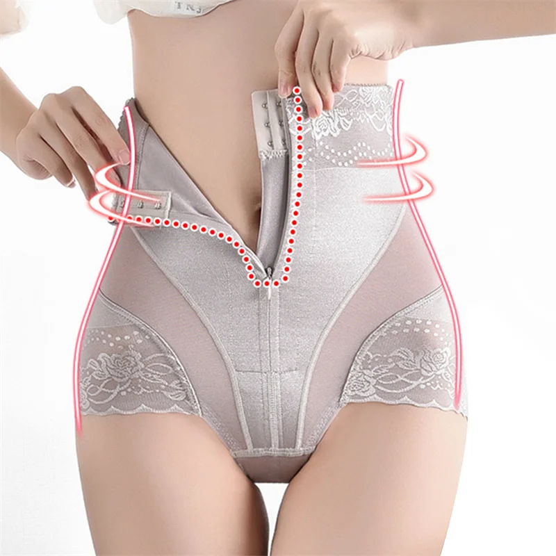 

High-waisted Abdomen Panties Female Postpartum Zipper-breasted Hip-lifting Breathable Waist Thin Waist Shaping Body Pants