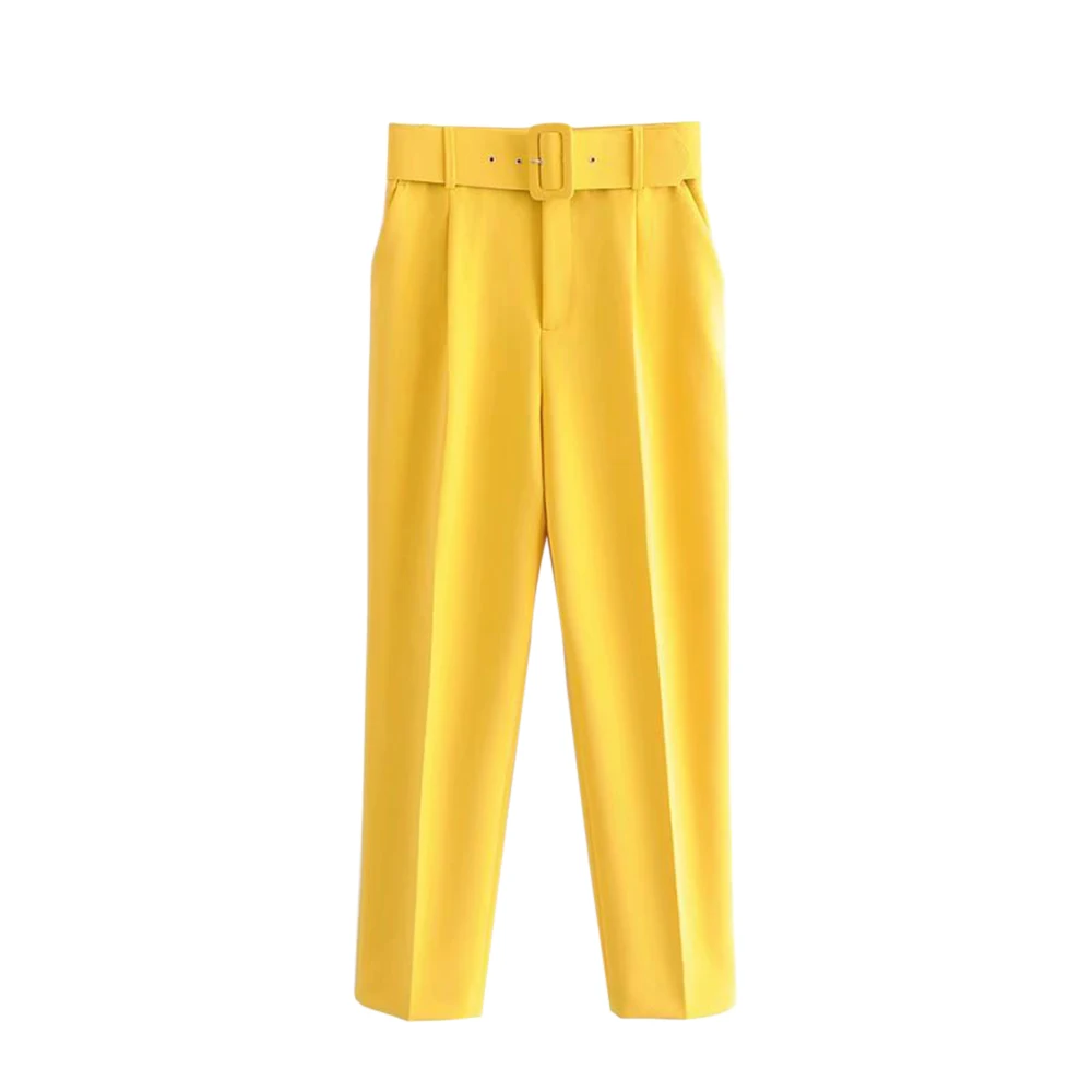 Yellow S-xl плюс размер женские брюки льняные хлопковые повседневные шаровары карамельный цвет Harajuku зеленые брюки женские Длина по щиколотку брюки - Цвет: Yellow