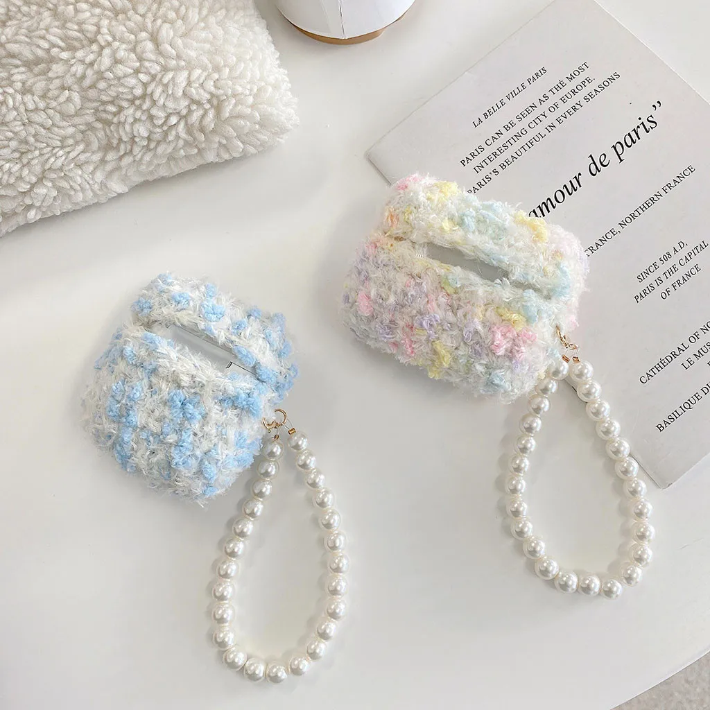 

For AirPods Pro Case Earphone Case Cover Wireless Charging Case Knitted Lovely Plush Anti-lost Cover Earbuds Headsets Cover