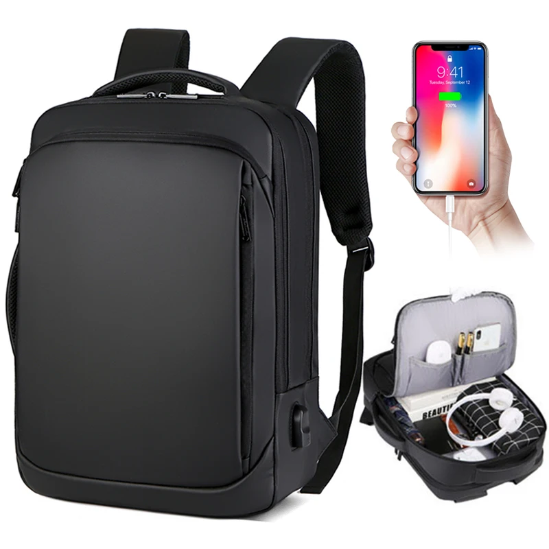 Рюкзак для ноутбука с защитой от кражи мужской рюкзак 15 6 школьный USB зарядкой