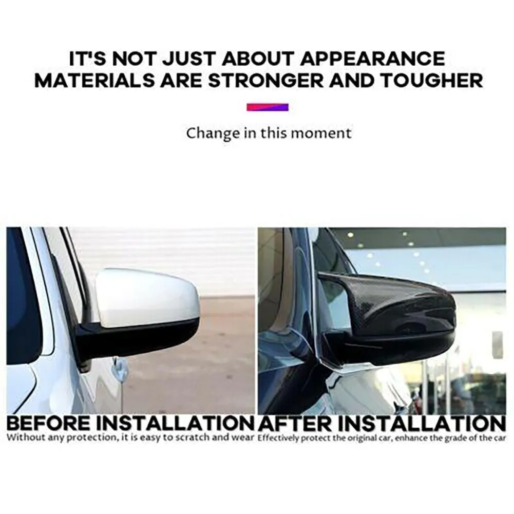 

For BMW X5 E70 X6 E71 08 13 Side Rear Mirror Cover Cap ABS Plastic Carbon Fiber Look Wing