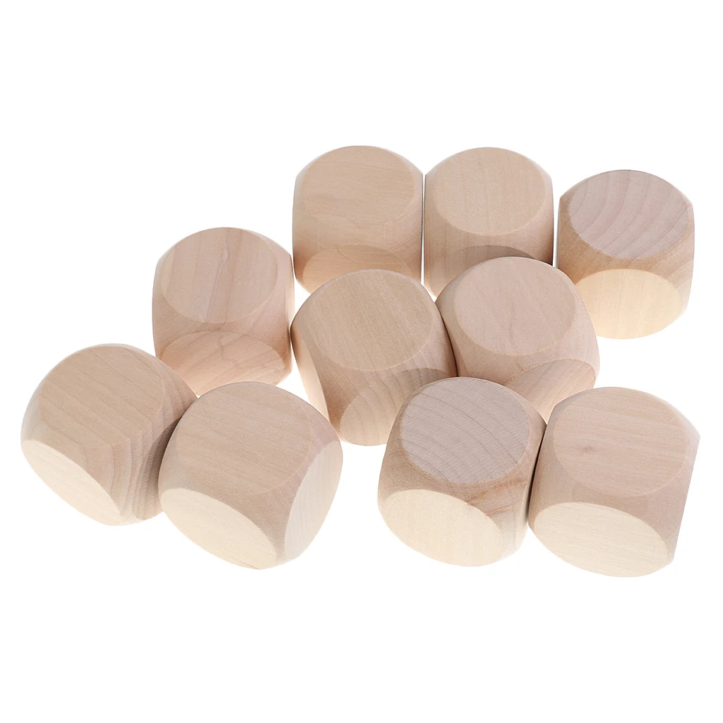 10x пустые деревянные кубики блоки неокрашенные D6 кости рукоделие сделай сам |