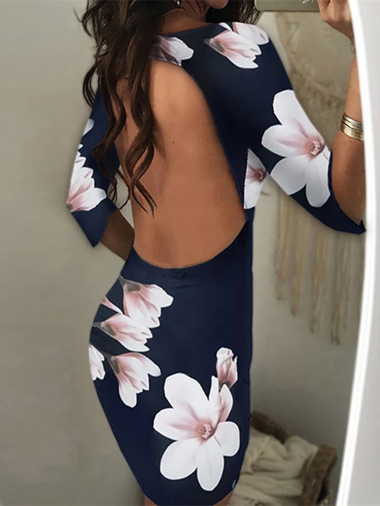 Женское облегающее платье с цветочным принтом мини-платье-туника вечерние