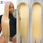 Медовый светлый HD прозрачный кружевной передний парик из человеческих волос для женщин предварительно выщипанные прямые кружевные передние парики бразильские неповрежденные волосы