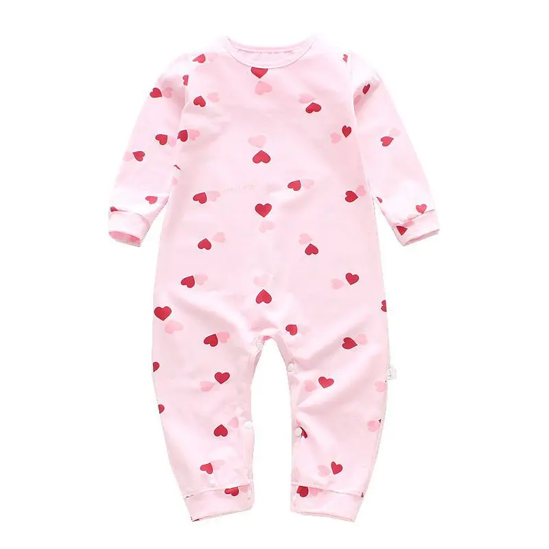 

Girls Romper One-piece Baby Children Coral Flora Home Autumn and Spring Pajamas