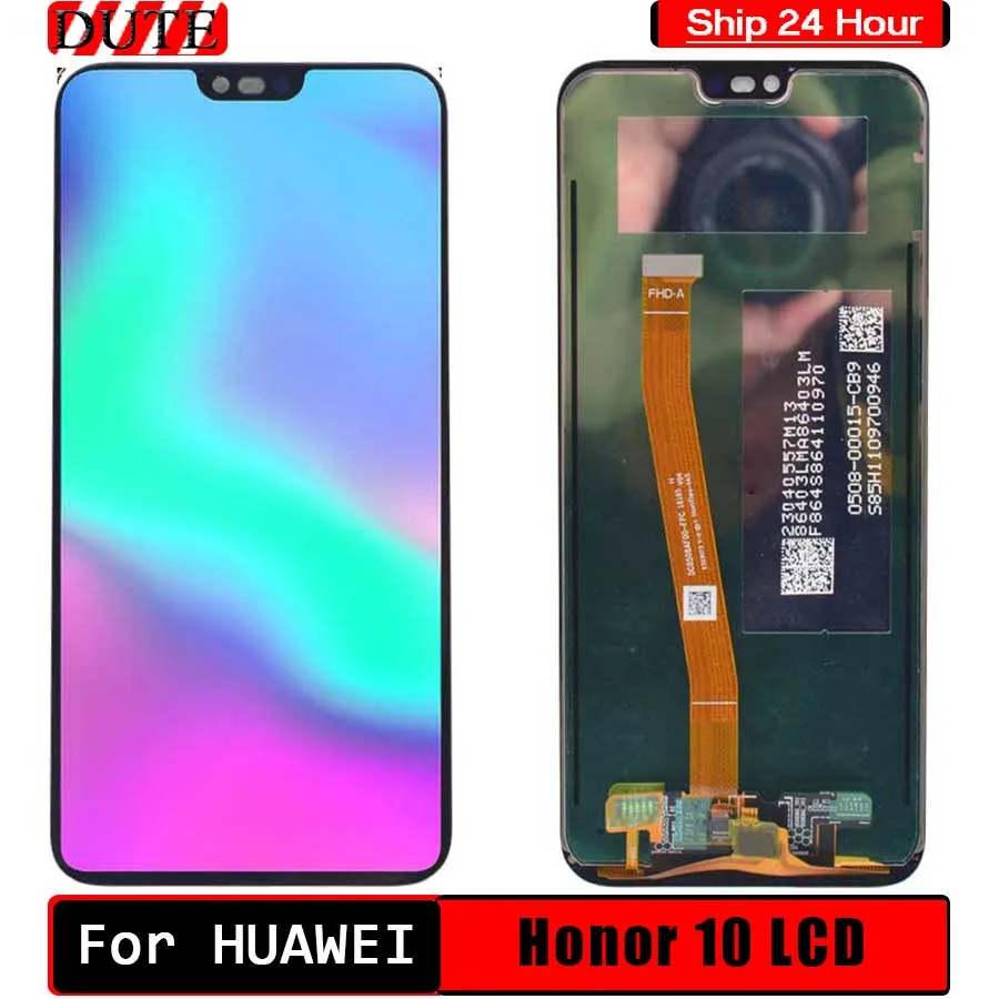

Оригинальный дисплей для Honor 10, ЖК-дисплей с сенсорным экраном и рамкой для Huawei Honor 10, ЖК-экран со сканером отпечатков пальцев