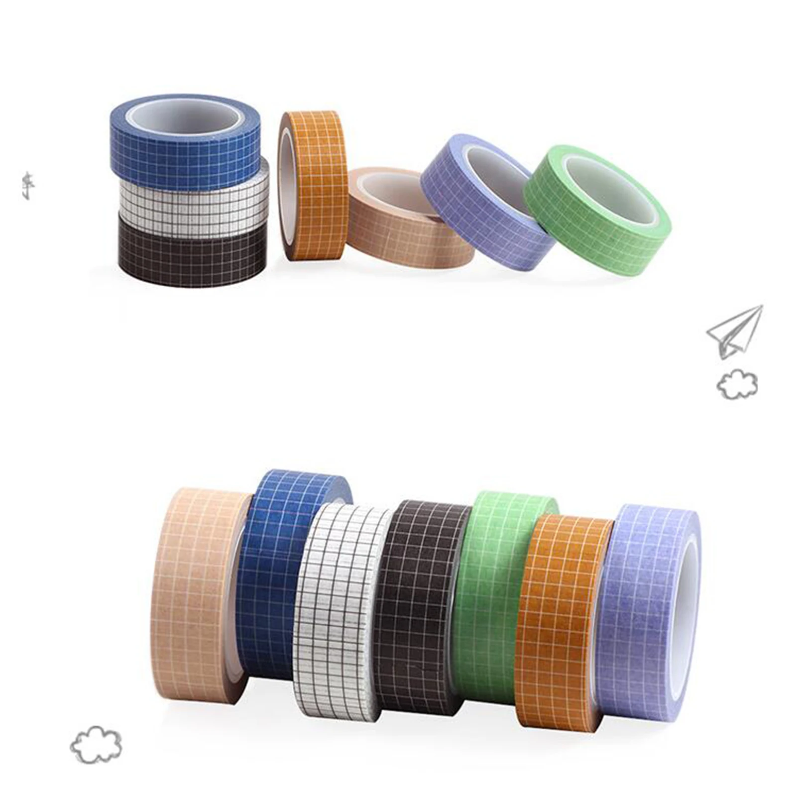 

Solid Color Grid Adhesive DIY Planner Making Photo Album Decor Tape Sticker Gift Package Decoration