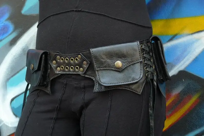 

Кожаная поясная сумка в стиле стимпанк, поясной кошелек в средневековом стиле эпохи Возрождения, сумка для костюма викингов, пиратов, фестивалей, забавная сумка для женщин и мужчин