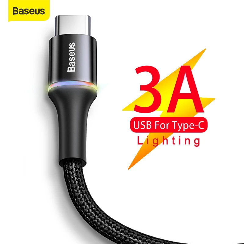 Купи Baseus USB Type C Cable 3A Fast Charging For Samsung Mobile Phone USB Wire Charger Data Cable 3m Quick Charge USB Cable for xiao за 203 рублей в магазине AliExpress