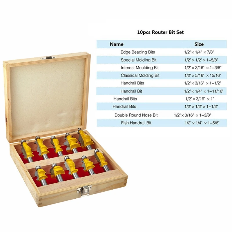 Горячая XD-10Pcs 12 мм хвостовик архитектурная Лепка фрезы Набор обсадная база ЧПУ