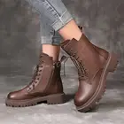 Ботинки Martn из мягкой искусственной кожи, женские коричневые ботинки, новинка осень-зима 2021, мотоциклетные ботинки на плоской платформе