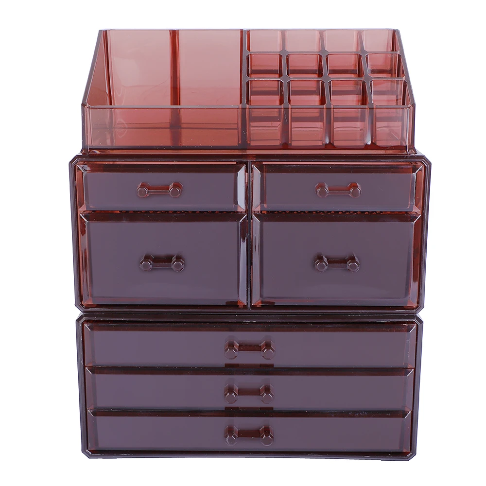 

3-piece coffee plastic cosmetic storage rack transparent (4 small drawers and 3 large drawers)180821103