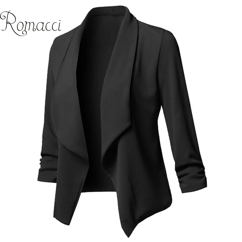 Romacci женские сплошные блейзеры Кардиган Пальто Блейзер яркие цвета и куртки с