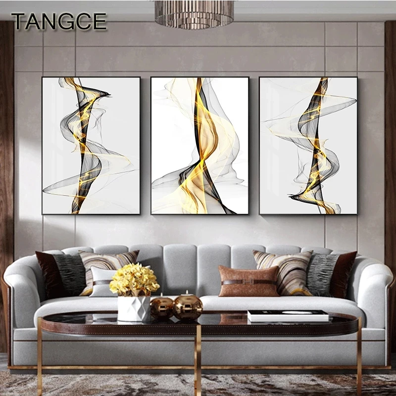 

Black Yellow Line Spiral Pattern Abstract Canvas Painting Home Art Posters Bedroom Corridor Stickers Nordic Decoration