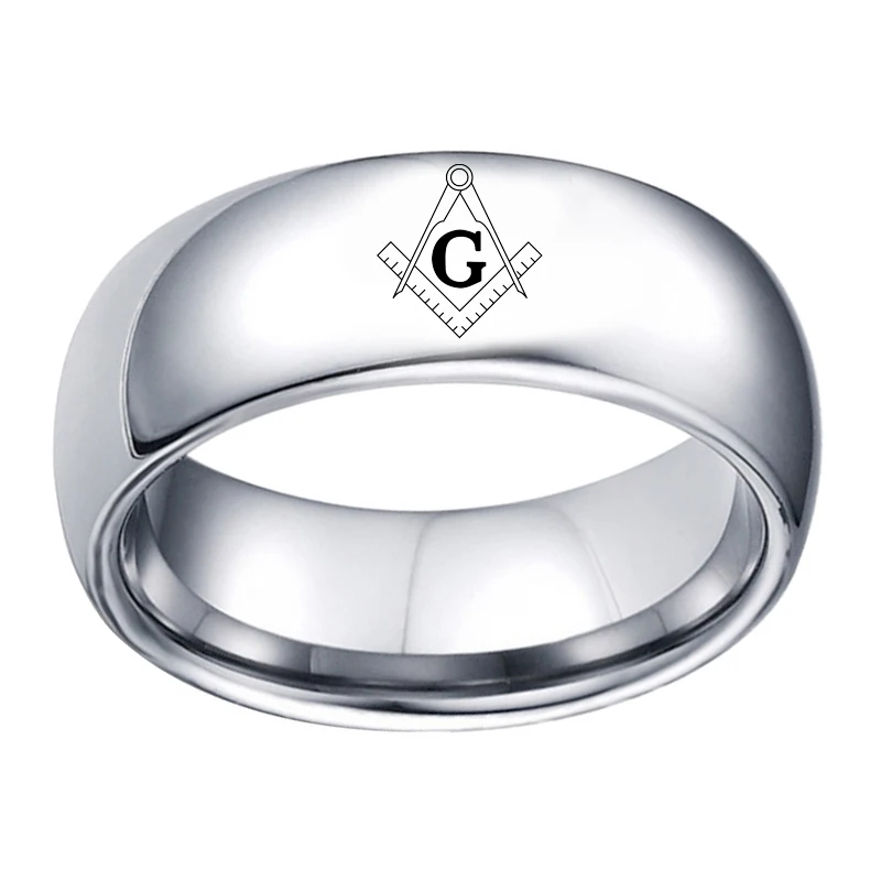 Кольцо масонов с инкрустацией имен, логотипов и выбором цвета (черный/золотой/синий) из титана 8 мм с бесплатной доставкой для мужчин.