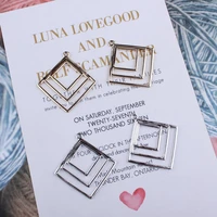 10pcslot gold silver color square geometric shape pendants diy earring handmade jewelry finding charms 3437mm