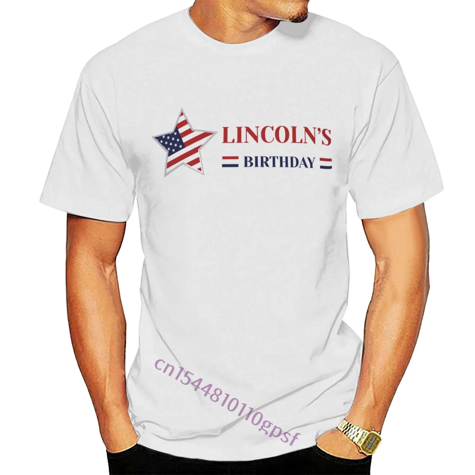 

Футболка Lincoln's Birthday-Lincoln, мужские хлопковые повседневные футболки, футболка с круглым вырезом, топы с коротким рукавом для вечеринки