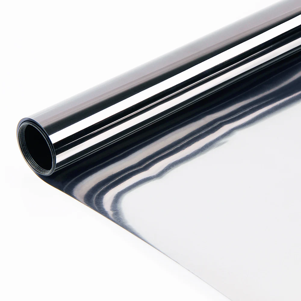 Статическая пленка SUNICE серебряное отражение винил без клея оконная наклейка