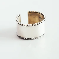 new korean jewelry with wide round bead edge and glossy silver plating non allergic personality lace exquisite opening ring