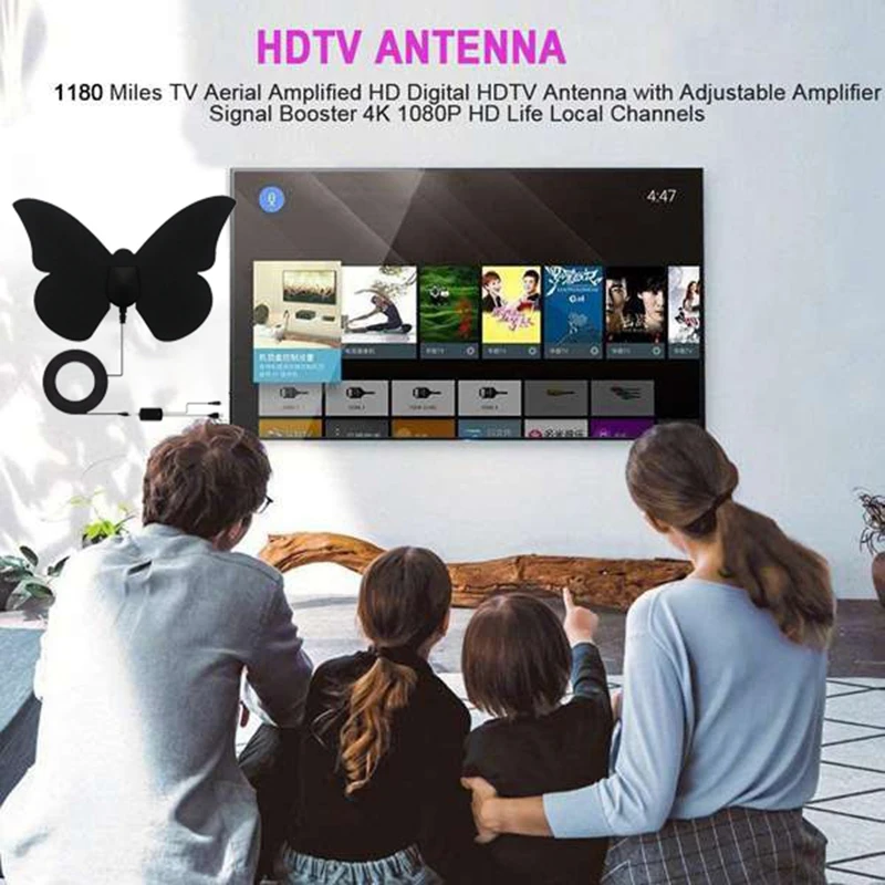 Усиленная HD цифровая ТВ антенна длинная 50 80 миль дальность пожилых Крытый мощный