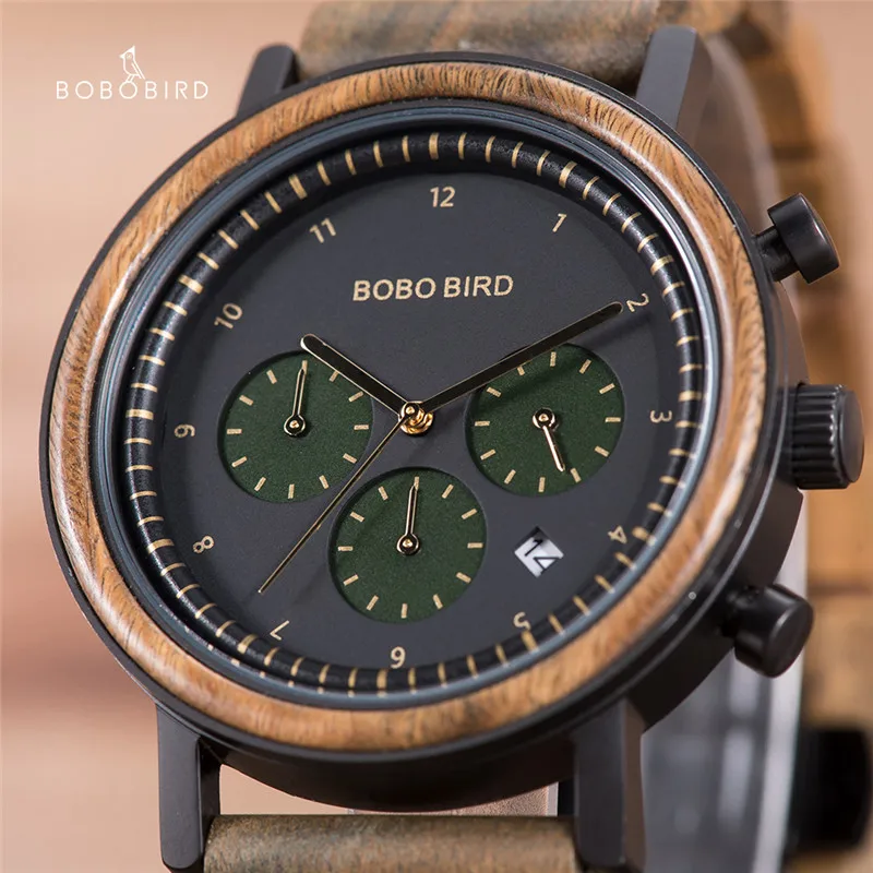 

BOBOBIRD Watch Men Luxury Wooden Quartz Wristwatch High Quality Japan Movement Man Chronograph Timepiece relogio masculino