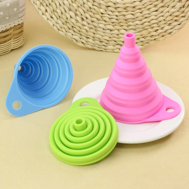 Складная воронка Еда Класс силиконовый телескопическая длинная шея мини