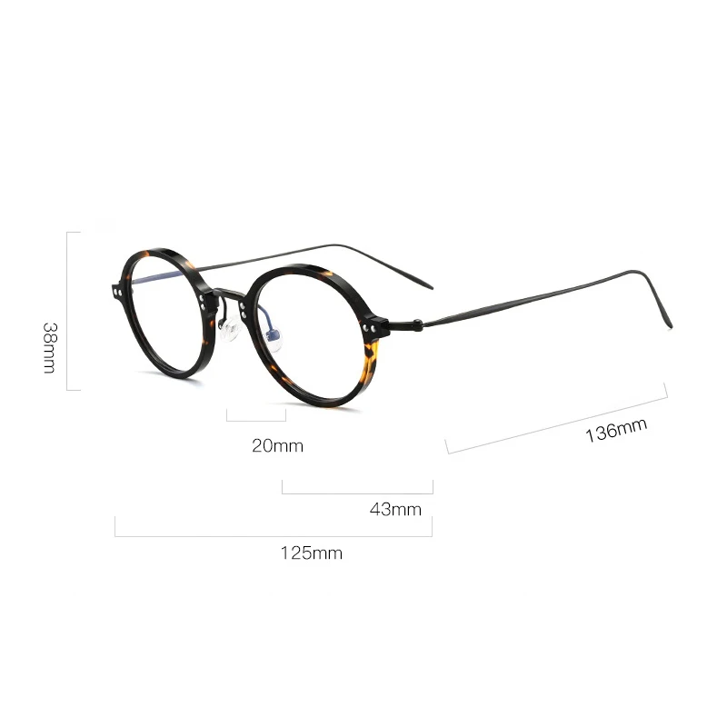 Transparent Round Titanium Acetate Glasses Frame Men Women Luxury Vintage Myopia Prescription Optical Eyeglasses Frame Eyewear