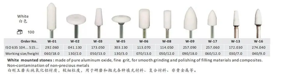 

100pcs/pack Dental Polishing Grinding Mounted Stone Head Ceramic Mounted Point Material