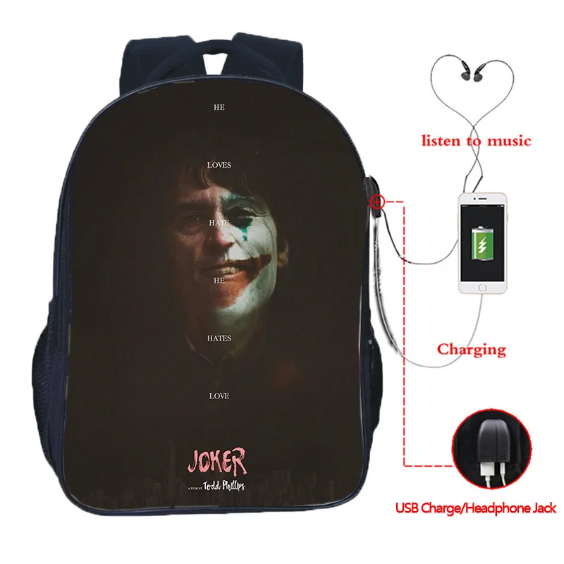 4 16 Inch High Quality Joker USB Charge School Bags Students School Rucksack Boys Girls USB Charging Joker Travel Backpack Gifts - Color: 4