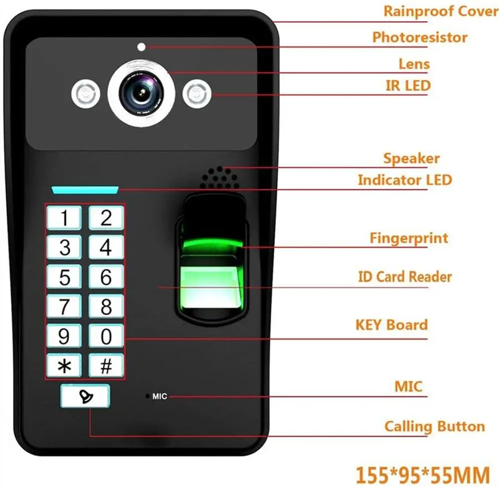 720p WIFI/Password/ID Card/Finger-print Wireless Video Door Phone Intercom Doorbell | Безопасность и защита