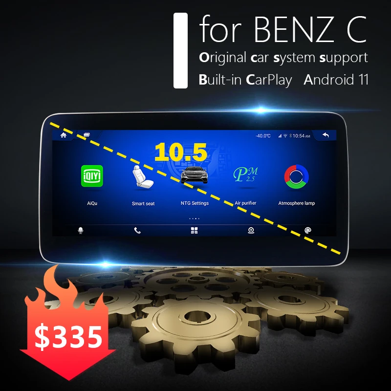 

GEHANG 10.5"Car radio with screen android auto for Mercedes class W203 W204 with air purification and atmosphere lamp function