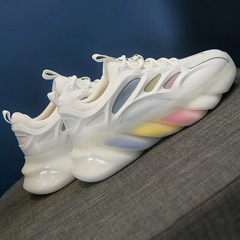 

Girls' Sports Shoes Spring 2021 New Children's Net Shoes Breathable Mesh Spring and Autumn Old Shoes Rainbow Bottom Shoes