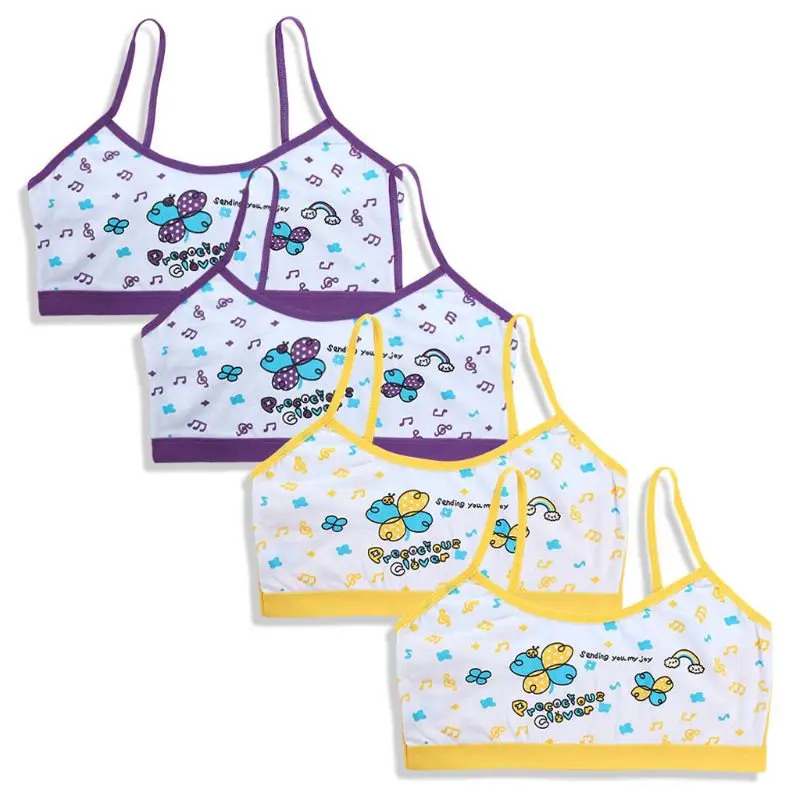 

Girls Bra Underwear Lingerie Kids Teens Teenage Young Adolescente 8-14Years Student Cotton Cartoon Print Undewear Tops 24BE