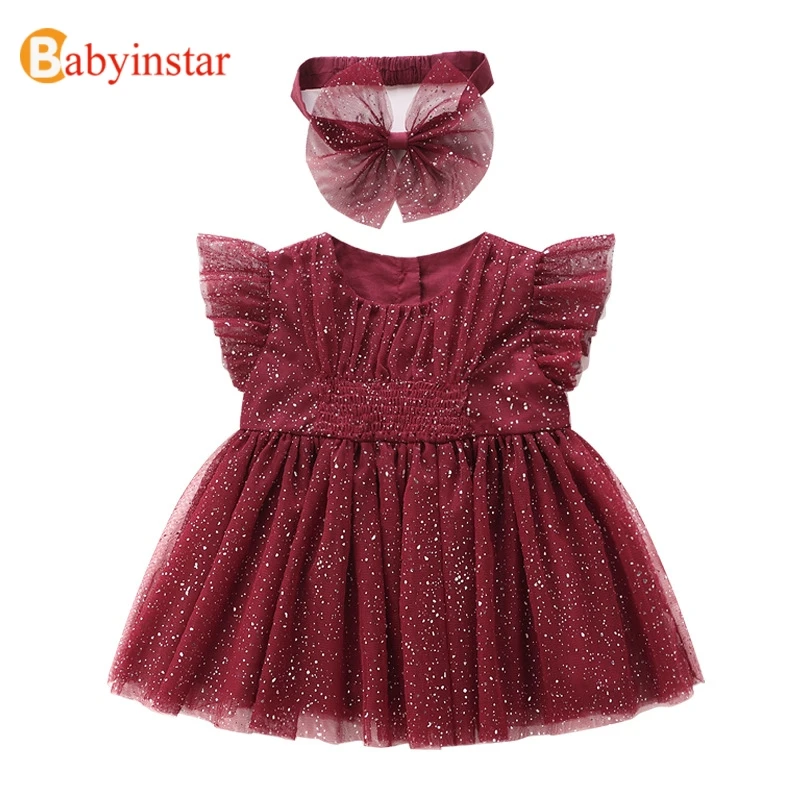 Babyinstar Boutique одежда для маленьких девочек платья принцессы с блестками и повязка