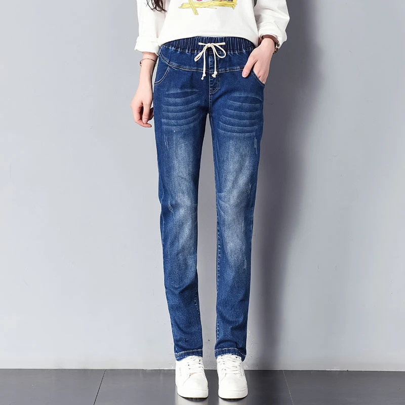 

2021 Весенняя повседневная одежда размера плюс джинсы для женщин Свободные шорты с высокой талией теплые джинсы женские узкие черные Женская...