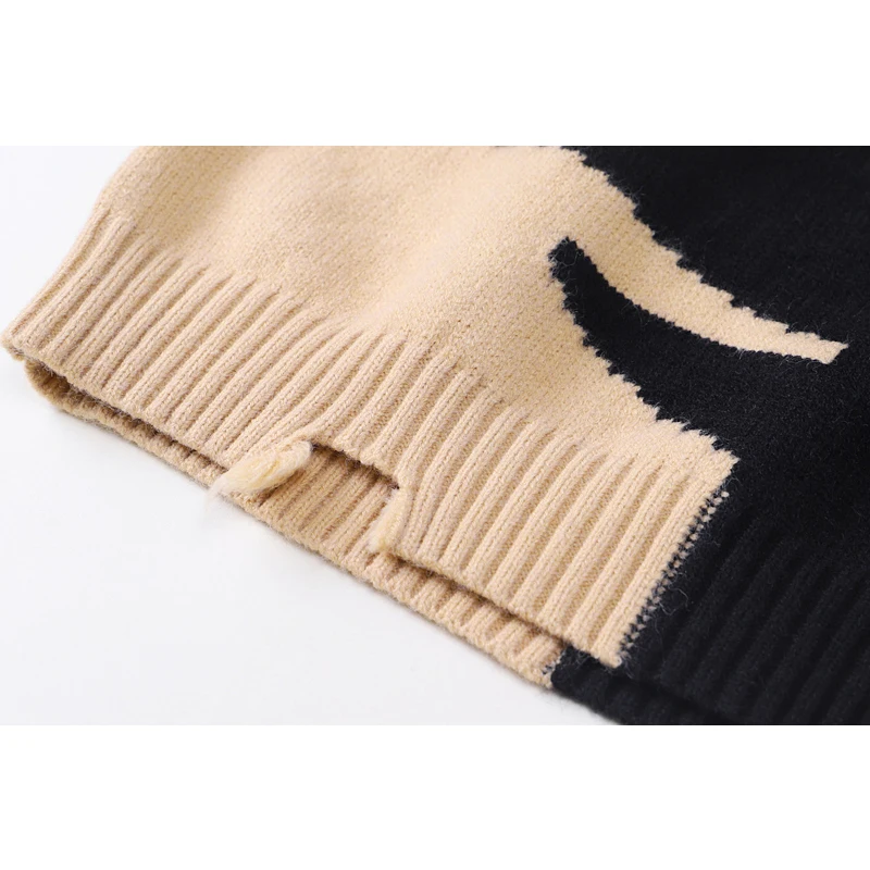 

Pullover Sleevless Sweater And Knitted Vest Women Korean Irregular Spliced Contrast Color Design 2021 Spring Jumper Knitted Tops