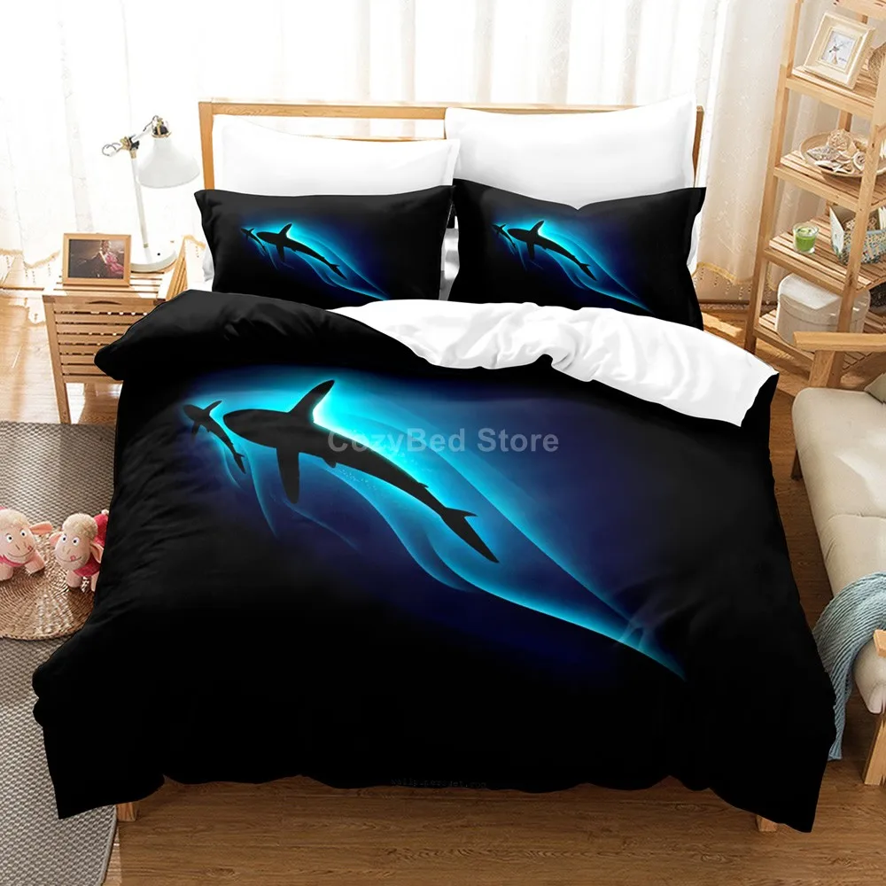 

Комплект постельного белья Cool Shark, комплект с пододеяльником и одеялом 3d, постельное белье, двойная, королевская, Двуспальная, одноразмерная...